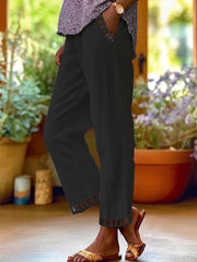 Wrenna – Relaxed Contrast Trim Cropped Pants