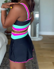 Myra™ | Elegant Three-Piece Color Block Swimsuit