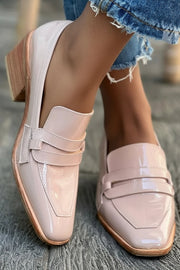 SHINY LOAFERS WITH WIDE HEEL