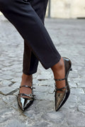 POINTED COURT SHOE WITH DOUBLE STRAP