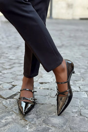 POINTED COURT SHOE WITH DOUBLE STRAP