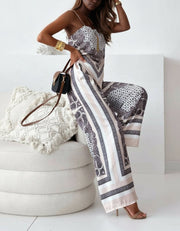 Helen | Vacation Ready Stylish Lace-Up Vest & Pants Two-Piece Set Dress