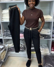 Elegent Pants with Drawstring and Elastic Waist