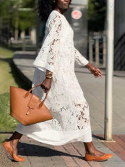 Willow | Beach Glam Flower V-Neck Midi Dress