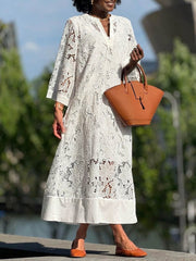 Willow | Beach Glam Flower V-Neck Midi Dress