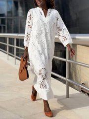 Willow | Beach Glam Flower V-Neck Midi Dress