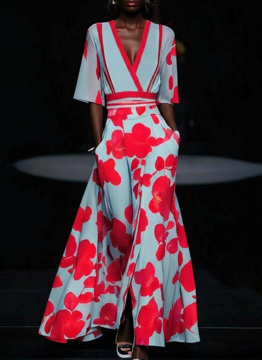 Lea | Seaside Glam Elegant Mid Sleeve Maxi Dress Ensemble