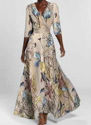 Lea | Seaside Glam Elegant Mid Sleeve Maxi Dress Ensemble
