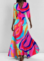 Lea | Seaside Glam Elegant Mid Sleeve Maxi Dress Ensemble