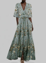 Lea | Seaside Glam Elegant Mid Sleeve Maxi Dress Ensemble