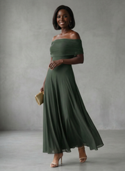 June | Off Shoulder Draped Midi Dress