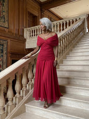 Calen | Off Shoulder Flow Midi Dress