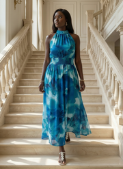 Sylin | Gathered Halter Midi Dress