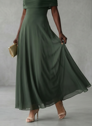 June | Off Shoulder Draped Midi Dress