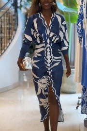 Eva | Sun Escape Unique Print Dolman Midi Dress
