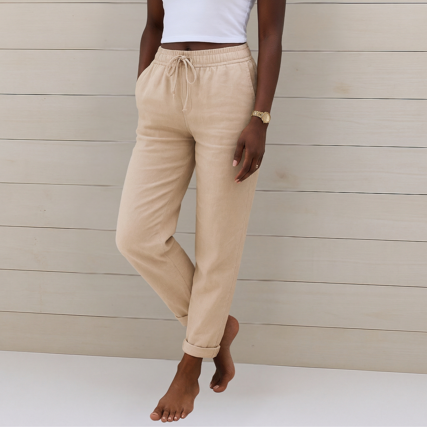 Maylora | Drawstring Relaxed Linen Trousers