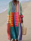 ELARA™ | MULTICOLOR PATCHWORK MAXI DRESS