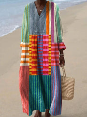 ELARA™ | MULTICOLOR PATCHWORK MAXI DRESS