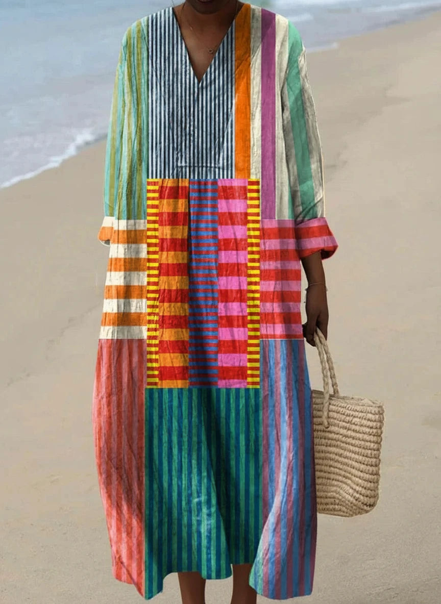 ELARA™ | MULTICOLOR PATCHWORX MAXI DRESS