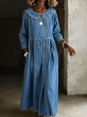 Clara | Peter Pan Collar Denim Dress