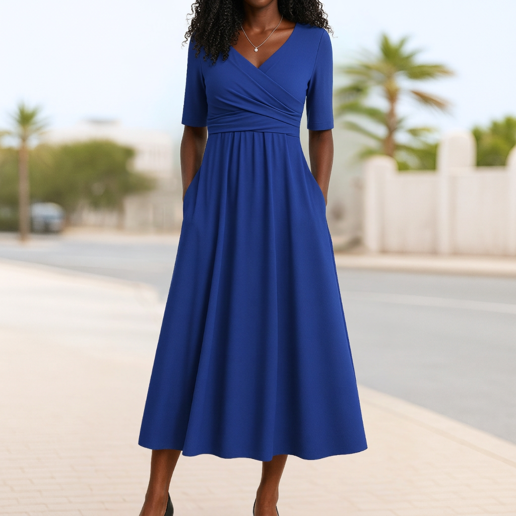 Moniqe™ | Short Sleeve Crossed Dress
