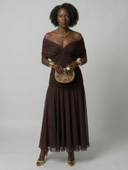 Calen | Off Shoulder Flow Midi Dress