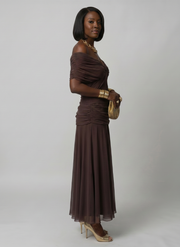 Calen | Off Shoulder Flow Midi Dress