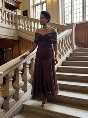 Calen | Off Shoulder Flow Midi Dress