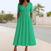 Moniqe™ | Short Sleeve Crossed Dress