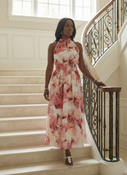 Sylin | Gathered Halter Midi Dress