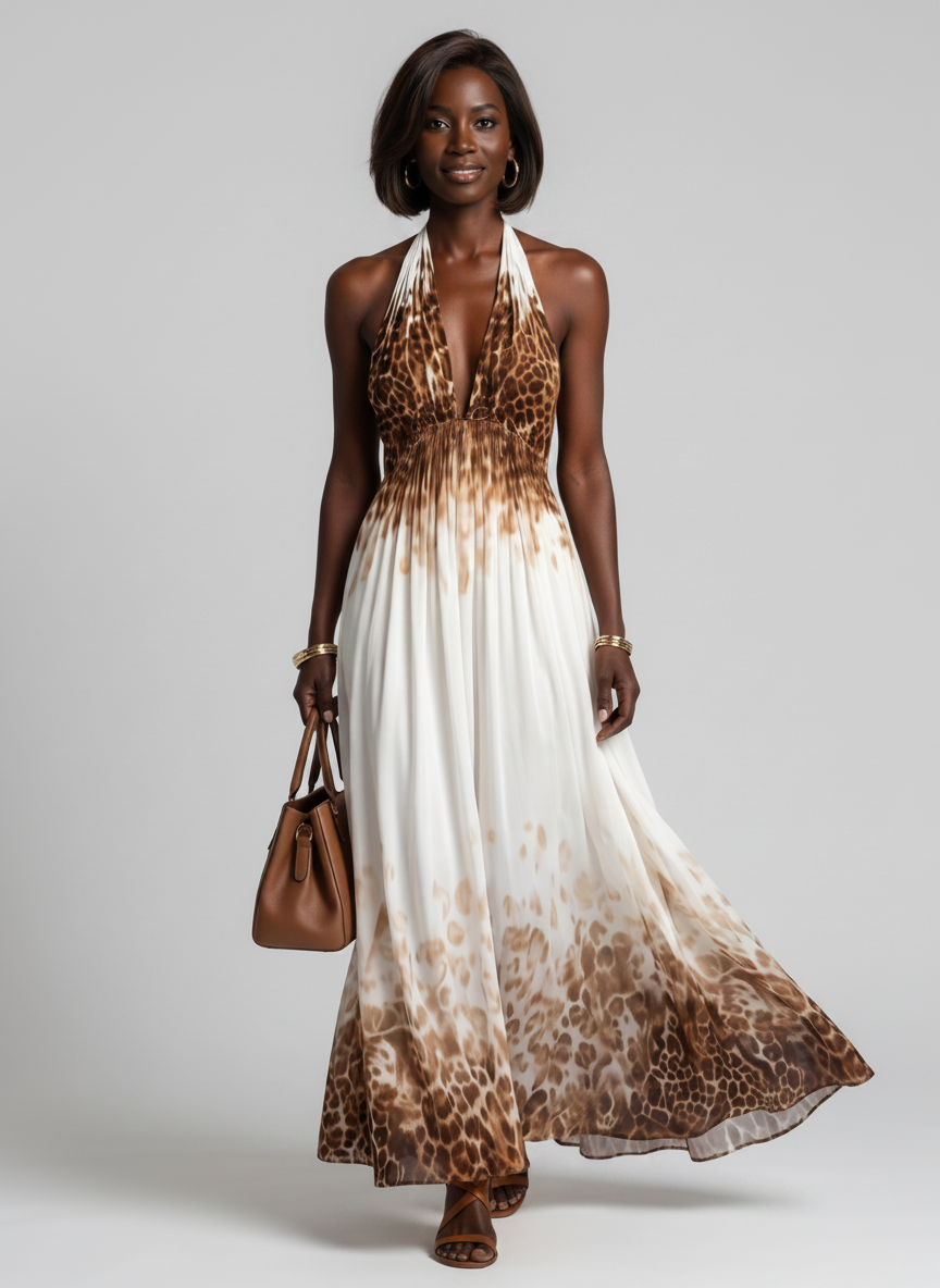 Orlune | Pleated White Midi Dress