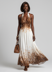 Orlune | Pleated White Midi Dress