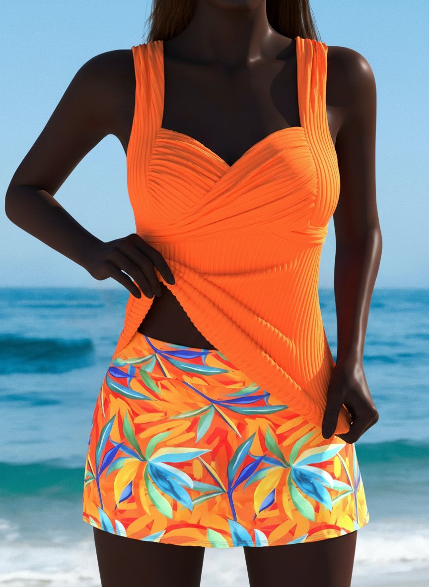 Abigail™ | Stylish Tankini with Tropical Skirt
