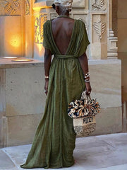 Elena | Kimono Draped Braids Cover Up Slit Maxi Dress