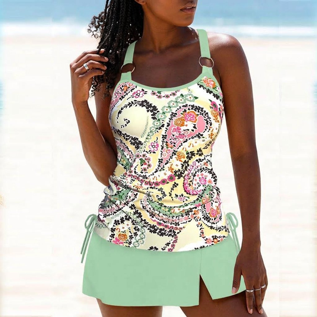 Marlie | Floral Ring Bikini Set with Shoulder Straps