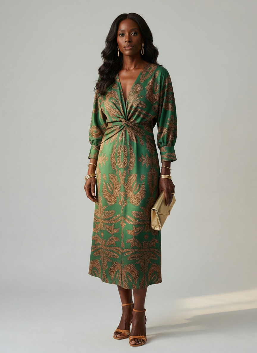 Lune | Natural Wrap Midi Dress