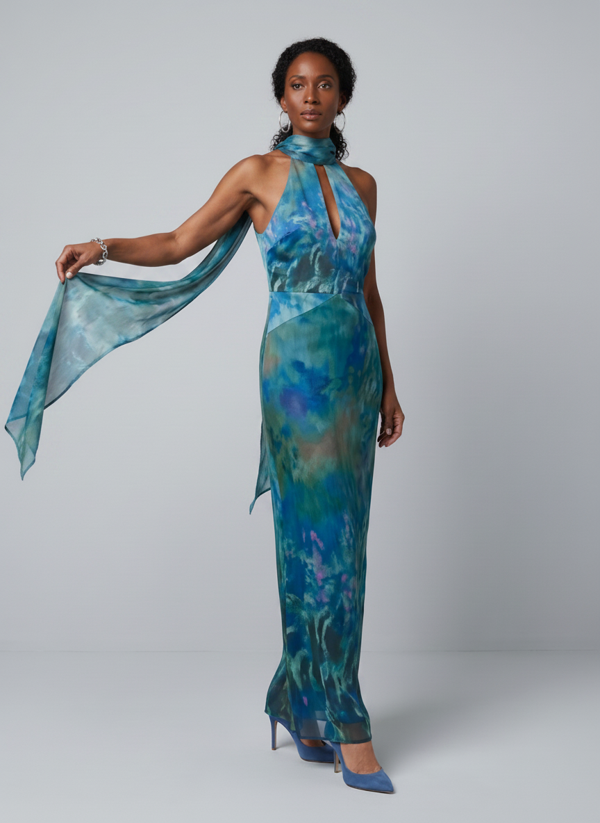 Juniper | Keyhole Halter Sleeveless Maxi Dress