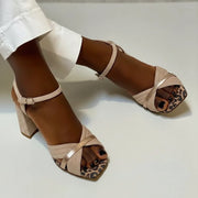 CROSS-STRAP HEEL SANDALS