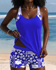 Colettee | Swimsuit Tank Top with Printed Boxer Briefs