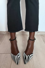 SHORT SHOES WITH ZEBRA PRINT AND ANKLE STRAP
