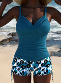Gabby™ | Ribbed Tankini with Print Shorts
