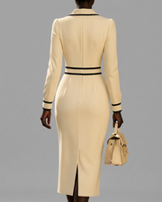Elisee™ | Fitted midi dress with button detail