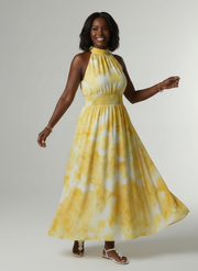 Sylin | Gathered Halter Midi Dress