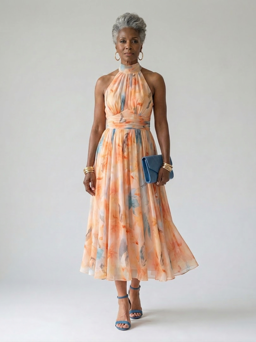 Elin | Soft Halter Midi Dress
