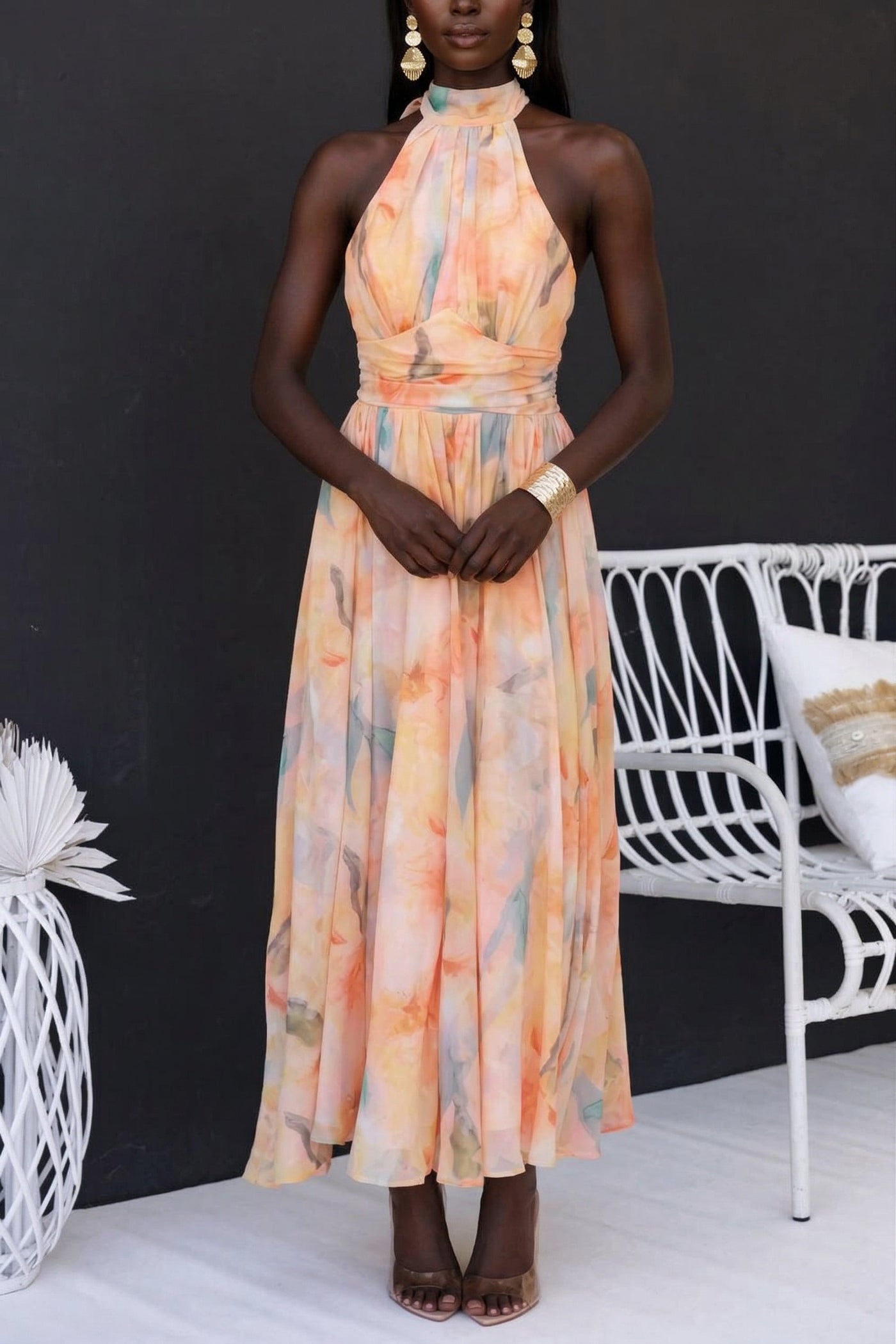Halter™ - Maxi Dress with Print