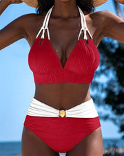 Lily™ | High Waisted Double Strap Swimsuit with Contrast Color