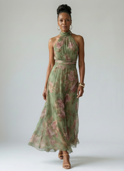 Mirelle | Gathered Halter Midi Dress