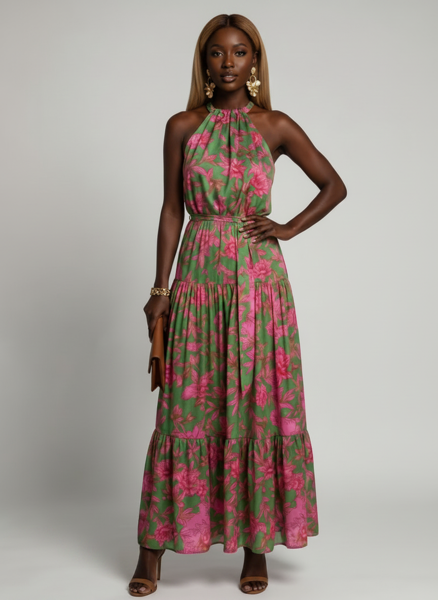 Rowen | Draped Halter Midi Dress
