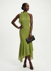 Winifred | Draped Halter Keyhole Midi Dress