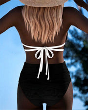 Lily™ | High Waisted Double Strap Swimsuit with Contrast Color